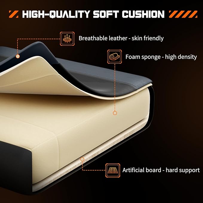 NEWBULIG Computer Gaming Desk Chair - High Back Ergonomic Lumbar Support with Footrest and Headrest, Comfy PU Leather Recliner with Linkage Armrest, Height Adjustable and 360° Swivel, Grey