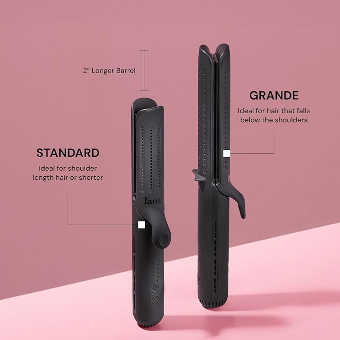 L'ANGE HAIR Le Duo Grande 360° Airflow 2 in 1 Straightener and Curler | 1 Inch Curling Wand & Titanium Flat Iron with 5.3" Plates | Hair Straightener & Curler for Long Hair (Black)