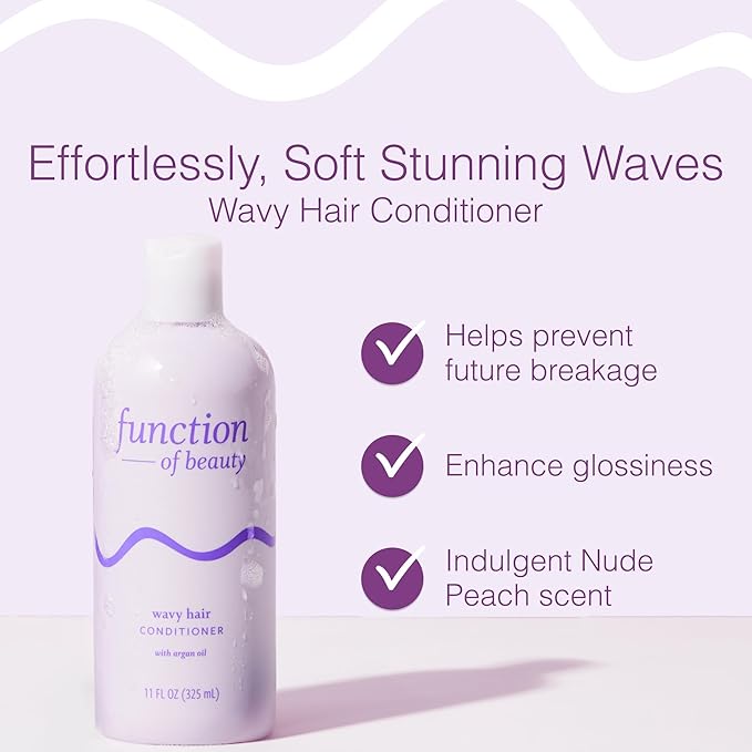 Function of Beauty Wavy Hair Conditioner - Sulfate-Free Conditioner for Natural Wavy Texture - Lightweight, Anti-Frizz, Strengthening & Hydrating with Argan Oil - Hair Care Products