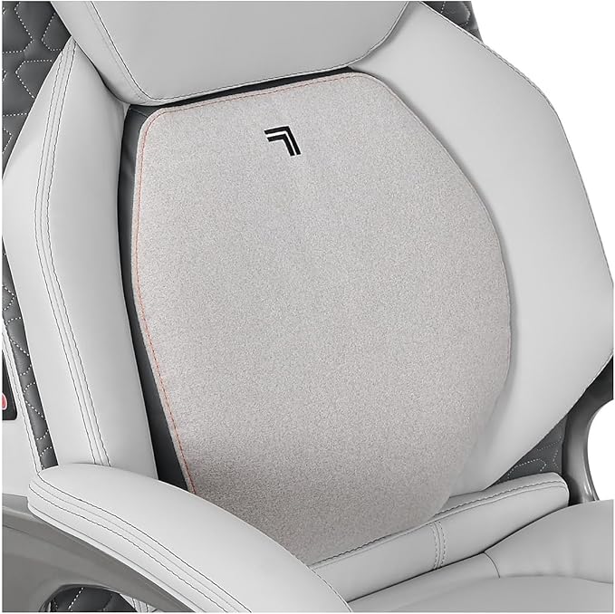 Sharper Image S600 Active Lumbar Ergonomic Bonded Leather Swivel Executive Massage Chair, White/Gray