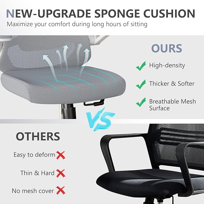 Ergonomic Office Chair Desk Chair - Mesh Computer Chair with 360° Swivel Wheels, Adjustable 90-130° Recline & Lumbar Support for Home Office, Supports up to 350lbs