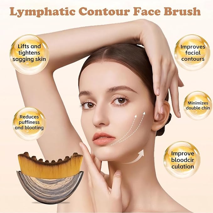 2 PCS Lymphatic Contour Face Brush, Lymphatic Drainage Massager, Ergonomic Face Beauty Tool，Designed to Fit The Skin Precisely and Relieve Fatigue for All Skin Types