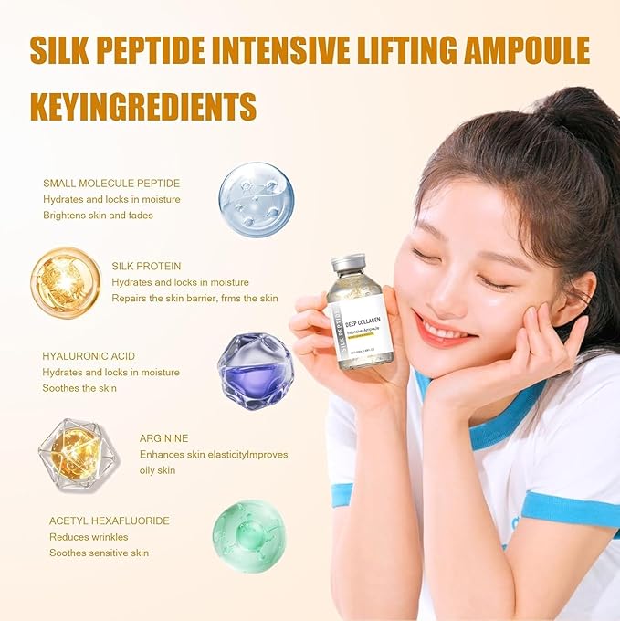 Fuente Silk Peptide Intensive Lifting Ampoule | Moisturizes, Firms and Lifts, Korean Anti-Aging Facial Essence, Smooths Wrinkles, Improves Elasticity | Christmas Gift for Women