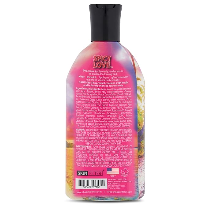Spicy Love Tanning Lotion – 10,000X Crazy Dark Tanning Lotion – Tanner with Anti-Orange Technology and Tattoo Protection – Black Body Bronzer Made in the USA – Hydrating Formula