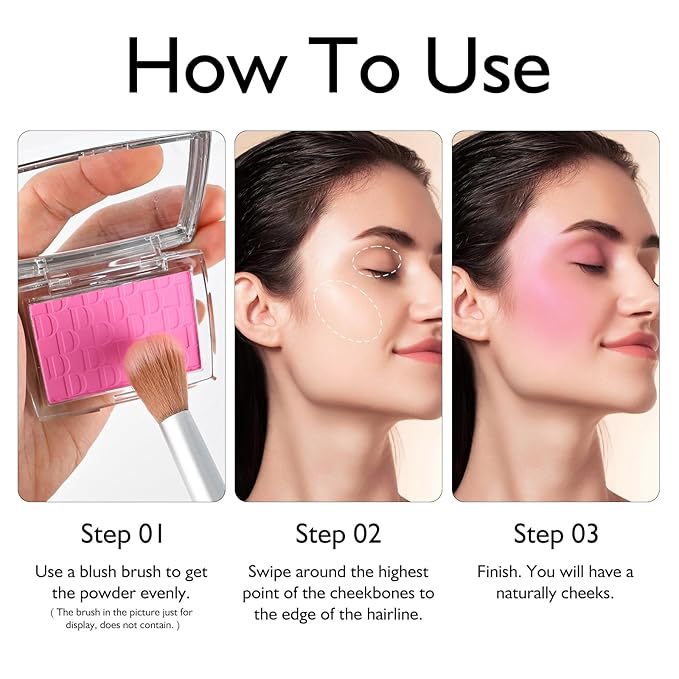 KYDA Berry Powder Blush, Radiant Glow Face Blush, Buildable Matte Cheeks Color, Ultra-fine Lightweight Powder Blusher, Lasting Moisturizing