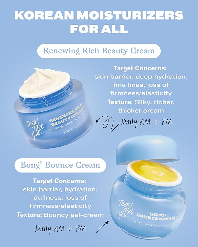 Then I Met You Renewing Rich Beauty Cream, Deep Hydration Korean Moisturizer with Quad Ginseng Complex, Fast Absorbing Vegan-Cruelty-Free Plant-Based Antioxidant, Alcohol Free Skincare for Exfoliated