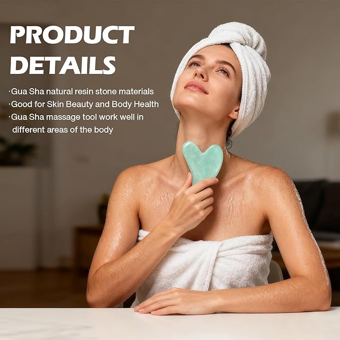 Gua Sha Facial Tools,Guasha Tool for Face,Facial and Body Massager for Women，Green