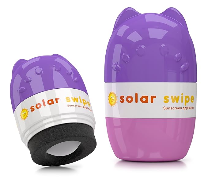 Sunscreen Applicator - Refillable Roll On for Kids & Adults Mess-Free Sunscreen Roller & Sponge Dispenser Portable Sun Protection, Ideal for Travel & Outdoor Use (Purple Pink 2 pack)