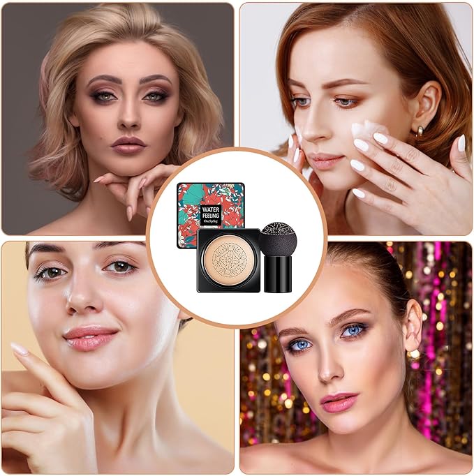 Mushroom Head Air Cushion BB Cream, Concealer Lasting Nude Makeup Moisturizing Brightening Pigment CC Liquid Foundation
