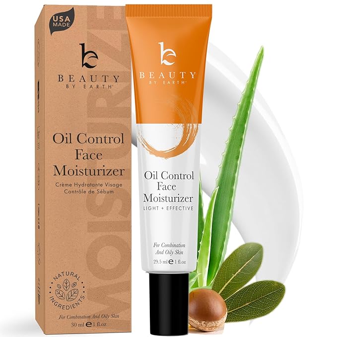 Oil Control Face Moisturizer - USA Made with Natural & Organic Ingredients, Lightweight and Mattifying Moisturizer for Oily & Acne Prone Skin, Face Cream with Niacinamide and Hyaluronic Acid
