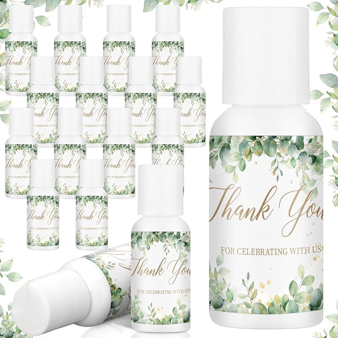 24 Pcs Sage Green Wedding Decor Travel Size Mini Sunscreen Bulk Spf 30+ Thank You Gifts Wedding Favors for Guest Eucalyptus Floral Small Sunscreen for Bridal Shower Souvenirs, 1 Fl. oz