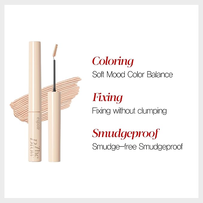 Espoir The Brow Color Fixing Cara #4 Fake Bleach | Easy Fixing without Clumping with Skinny Brush, Long-Lasting & Smudge-proof Eyebrow Mascara, Soft Mood Coloring Tinted Gel, Korean Makeup, 0.1 Fl Oz.