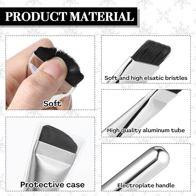 2pcs Spatula Brush Makeup, Flat Foundation Brush, Korean Makeup Brushes for Liquid Makeup Blending Cream, Black Soft Bristles Blending Brushes Silver
