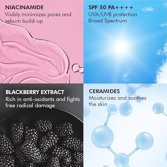 Generic Conscious's Chemist Hybrid Lightweight Gel Sunscreen SPF 50 PA ++++ with Water Resistant, Niacinamide, Black Berry Extract | Non-Greasy, No White-Cast | All Skin Types, Cruelty Free | 50 g