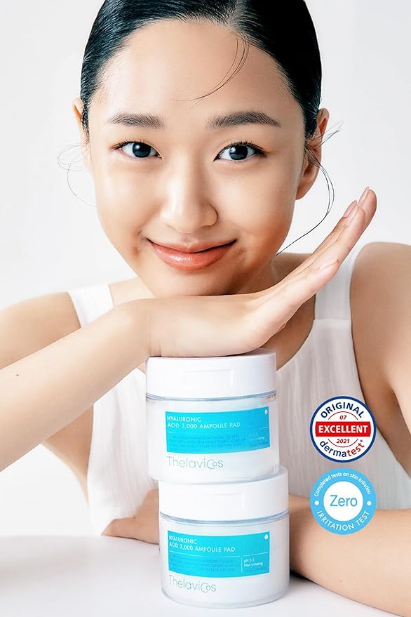 Hyaluronic Acid 3000 Ampoule Toner Pads with 11 types of Hyaluronic Acids - Hypoallergenic Face Pads helps with Clearer Skin, Pore Tightening, Moisturizing - Pad Tweezer Included - 70ct