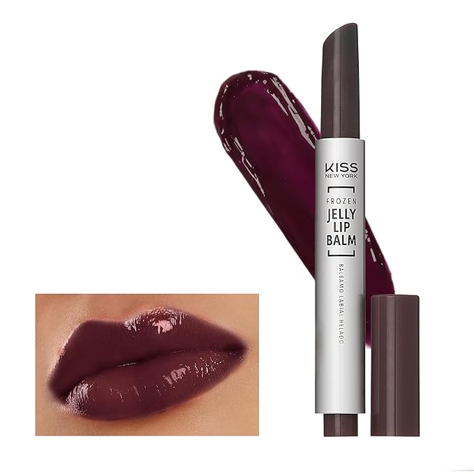 KISS NEW YORK Frozen Jelly Lip Balm Pen, High Shine Lip Gloss for Sheer Tint, Hydrating Melting Lipstick With Hyaluronic Acid, Cooling Effect With Menthol, Non-Sticky & Long Lasting (Burgundy)