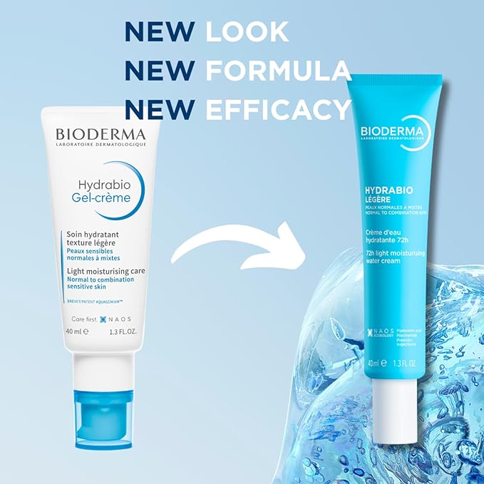 Bioderma Hydrabio Face Cream, Gel Cream Moisturizer, Provides Radiance, Lightweight Face Moisturizer for Normal to Combination Sensitive Skin, 1.33 Fl Oz (Pack of 1)