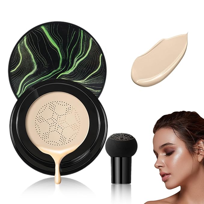 Foundation for Older Women, 2026 New Mushroom Head Airs Cushion CC Cream, Full Coverage BB Cream Foundation for Mature Skin Moisturizing Concealer Brighten Long-Lasting Even Skin Tone (Ivory)