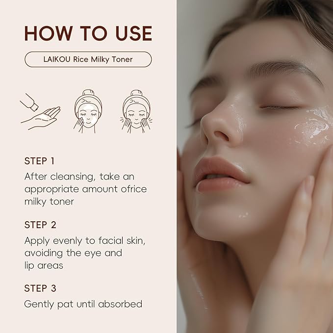 Milky Rice Toner for Face, Rice Toner Korean Facial Deep Hydrating Toners with Oryza Sativa Bran Extract Glow Glass Skin Moisturizing Soothing Sensitive Skin 3.38 Floz