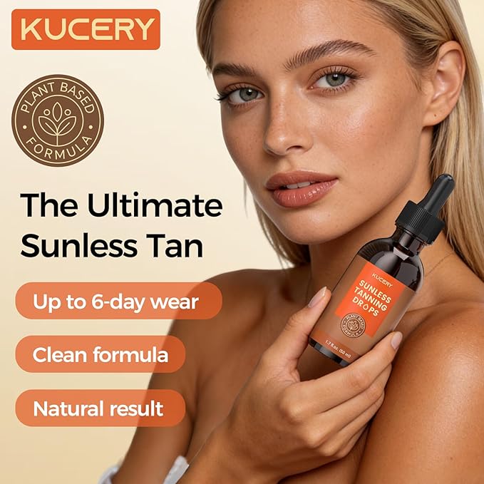 Self Tanning Drops - Face Tanning Drops & Body Bronzing Serum for Instant Sun-Kissed Glow, Streak-Free Sunless Tanner, Buildable Natural Tan, Plant Based, 1.7 fl oz (50ml)