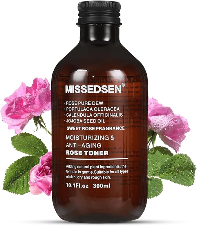 Rose Water Face Toner, Moisturizing & Anti-Aging for All Skin Types (10.1Fl oz)