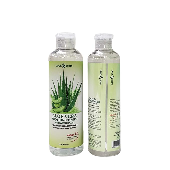 Dearderm Skincare Aloe Vera Soothing Face Toner 8.45fl.oz/250ml (Alcohol-free and Fragrance-free) – Aloe Vera