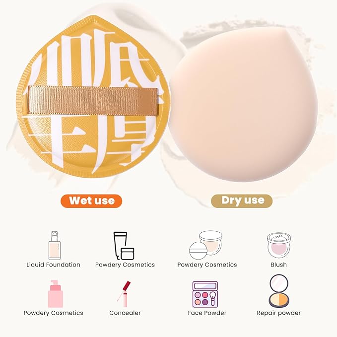 6 Pcs Korean Makeup Sponge Puff for Foundation Concealer, Teardrop Makeup Sponge Set Cushion Puff Foundation Sponges for Liquid Cream Contouring (Large Size)