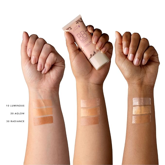 100% PURE BB Cream Shade 10 Luminous Full Face Coverage Skin Care & Glow - All-In-One Primer Concealer & Foundation Makeup - Shimmery, Dewy Youth Light Color w/Warm Undertone - Vegan - 1 Fl Oz