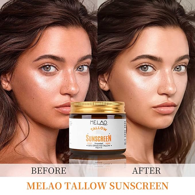 Tallow Sunscreen SPF50, Natural Grass-Fed Beef Tallow Moisturizing Sunscreen SPF 50, Beef Tallow for Skin, Non-Greasy Formula Daily Skin Protection Sun Cream for Face and Body