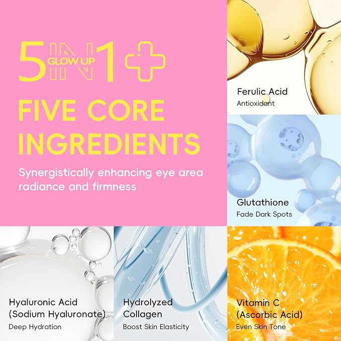 Glow Skincare Set - 5-in-1 Radiant Routine with Vitamin C & Hyaluronic Acid, Hydrating Travel-Friendly Skincare Kit for All Skin Types, Cream Serum Cleanser Eye Cream Toner