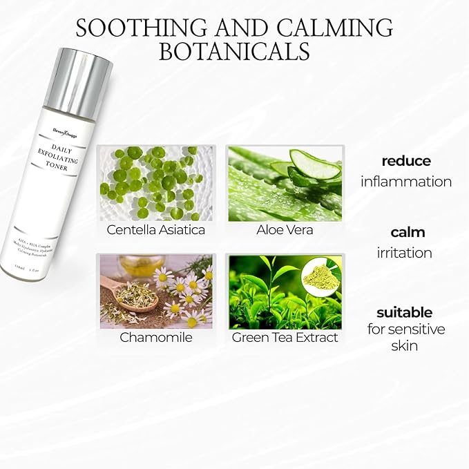 Daily Exfoliating Toner with AHA & BHA – Gentle AM/PM Pore Refining Liquid Exfoliant for Men & Women – Clears Pores, Smooths Texture, Hydrates Skin – Unscented, Non-Irritating Formula