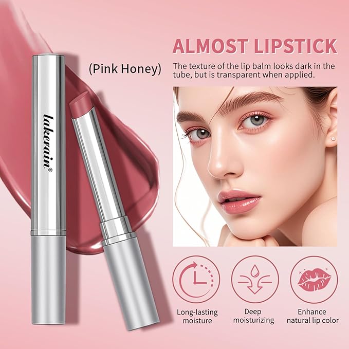 Charm Kiss Honey Black Lip Balm Hydrating Sheer Lipstick, Pink Honey, Natural Glossy Lips Balm, Nourishing and Hydrating Lip Gloss for All Skin Tones