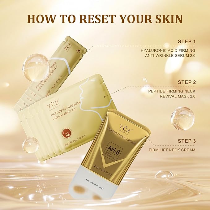 Ycz Neck Firming and Revitalising Set - Smoothes Fine Lines, Nurtures the Neck Area, Provides Deep Moisturising Skincare, Combats Wrinkles and Firms the Skin