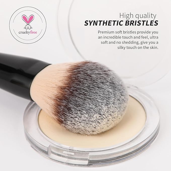 DUcare Foundation Brush Contour Bronzer Makeup Brush Double Ended Sculpting Brush for Blending Liquid Powder Concealer Cream Cosmetics Blush Buffe Black