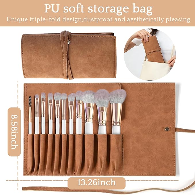 Makeup Brush Set - 15Pcs Makeup Brushes Set Professional, Premium Synthetic Foundation Concealers Eyeshadow Blush Beauty Tools Makeup Brush, Make up Brush Kit With Travel Storage Bag