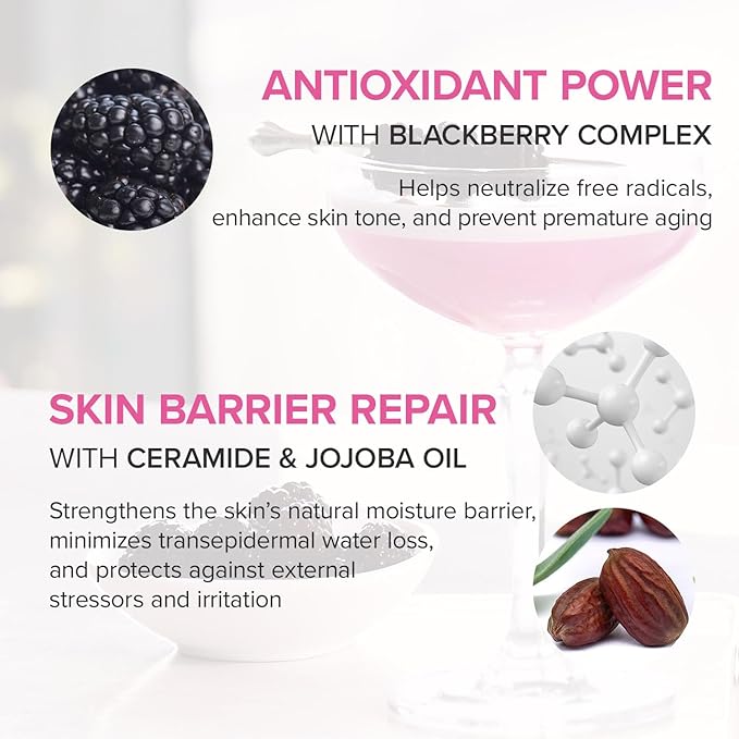 Mary&May Vegan Blackberry Cream Essence – Shake-to-Mix Dual-Phase Milky Toner, Ceramide + Blue Lotus Water, Barrier Support for Dry/Sensitive Skin, Unscented & Alcohol Free, 140ml (4.73 fl oz)
