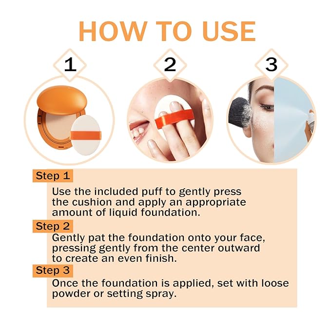Korean BB Cushion Foundation,Lightweight & Hydrating,Medium to Full Coverage,Long-Lasting & Waterproof Powder Foundation,Mask Fit AI Filter Korean Cushion Makeup (Nature)