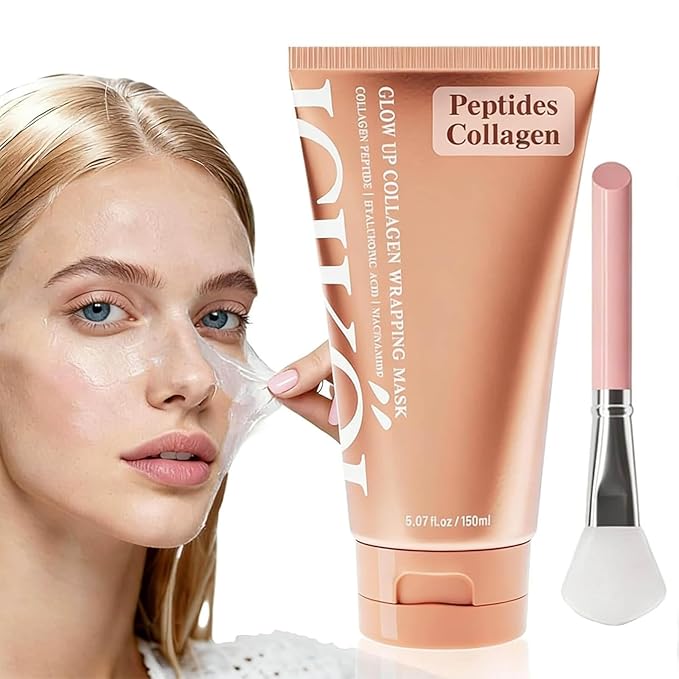 Collagen Peptides Night Wrapping Face Mask 5.07 oz – Overnight Peel-Off Face Mask with Hyaluronic Acid & Vitamin E – Hydrating & Elasticity Korean Skincare for Glass Skin Radiance