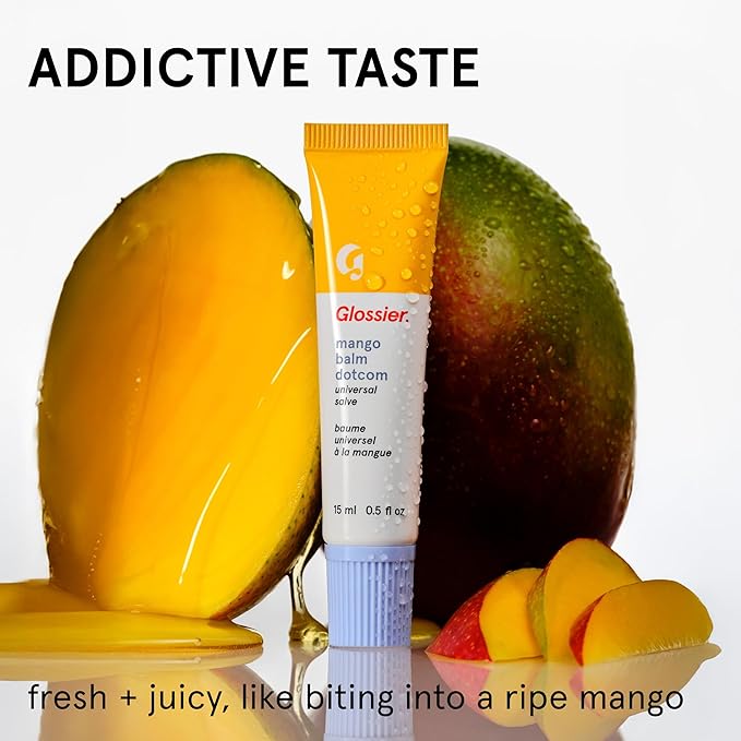 Glossier Balm Dotcom Hydrating Tinted Lip Balm - Universal Salve, Up to 12Hr Moisture for Dry Lips, Cuticles & Skin - Lanolin, Beeswax & Castor Oil - Mango, Tropical Peach Tint, 15ml