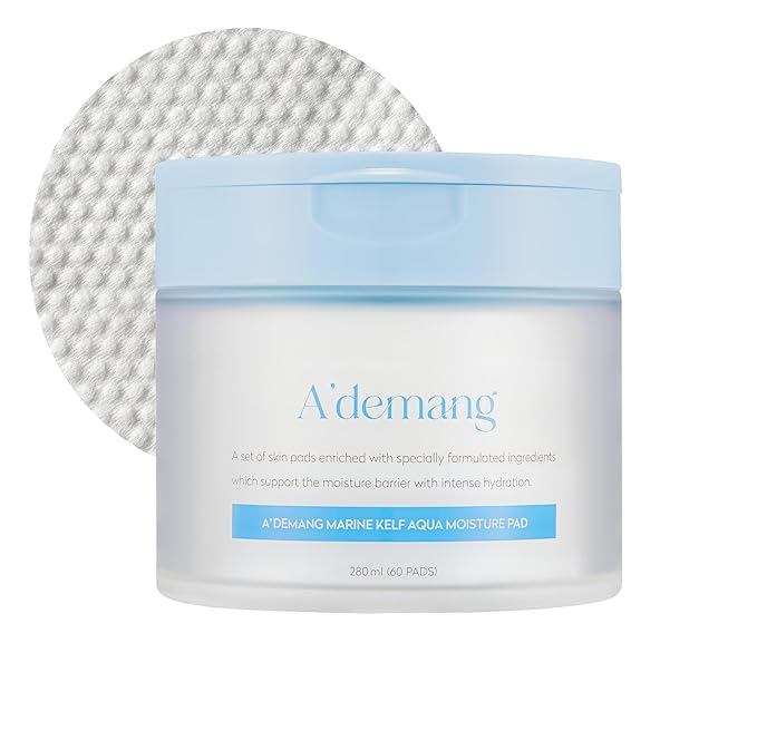 A'demang Marine Kelf Aqua Moisture Toner Pad | Hydrating, Exfoliating Facial Pad | Dry&Sensitive Skin | Korean Skincare [9.4 fl oz. / 280ml, 60 Pads]