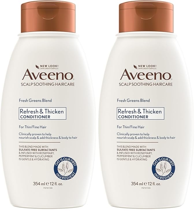 Aveeno Fresh Greens Blend Natural Volumizing Conditioner, Cucumber, Rosemary, for Fine Hair, 12 fl oz (Pack of 2)