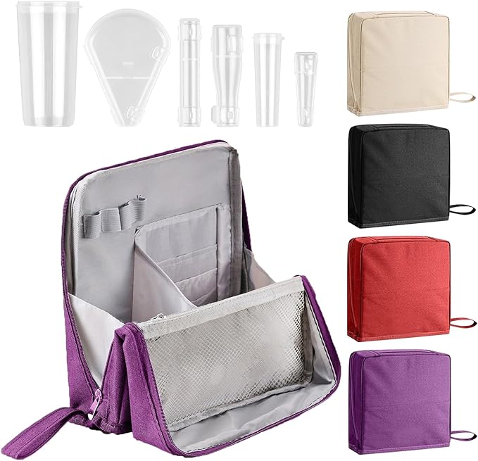 Standing Makeup Bag Organizer with 6 Brush Guards, Large Portable Makeup Organizer Bag for Travel, Stand Up Cosmetic Case with Brush Protectors (Purple)