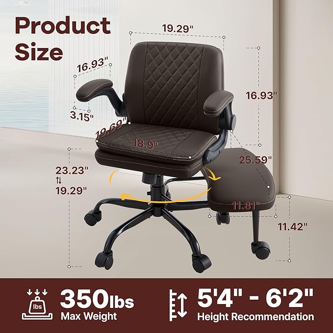 AreShark Cross Legged Office Chair,ADHD Criss Cross Desk Chair with Wheels & Stretchable Rotating Footrest,Height Adjustable Wide Yoga Kneeling Meditation Chair with Flip-up Armrests Back Support