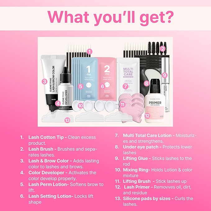 Korean At Home Lash Lift and Color Kit – Temporary Eyelash & Eyebrow Color, Black, Naturally Fades Within 1-2 Weeks, Gentle Vitamin C Formula