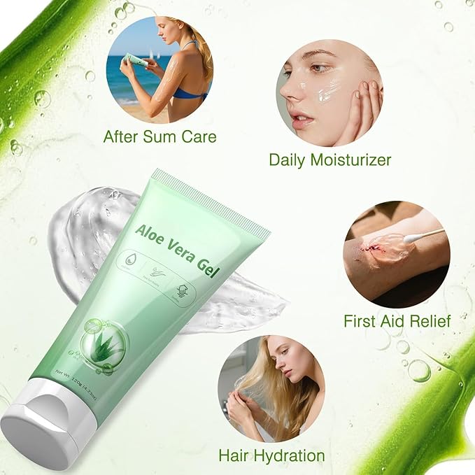 98% Organic Aloe Vera Gel, Natural Moisturizing Pure Aloe for Face and Arms, Soothing & Hydrating Aloe Gel for Sunburn Relief and Deep Skin Nourishment, 4.23 oz