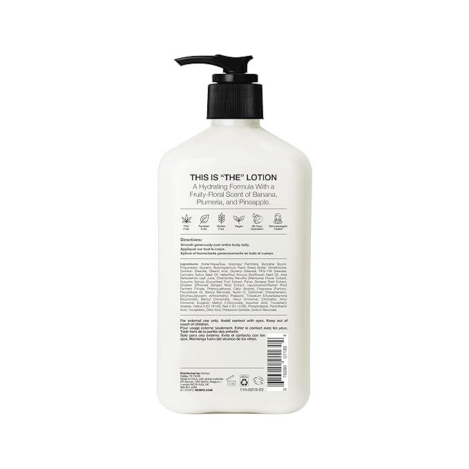 Hempz Original, Natural Hemp Seed Oil Body Moisturizer with Shea Butter and Ginseng, Original Scent, Floral Banana, 17 Fl.Oz ( Packaging may vary )