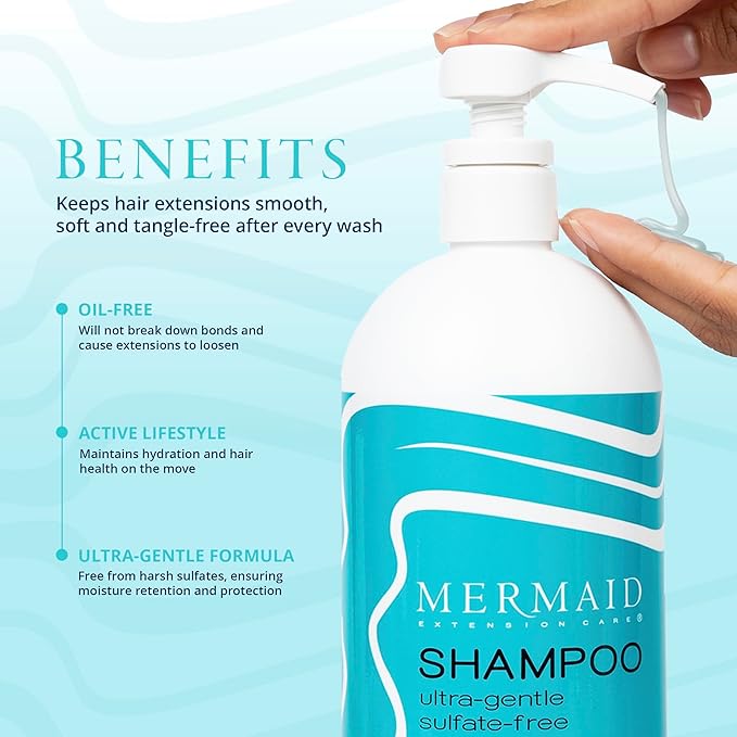 Shampoo & Conditioner Duo with Brush, Gentle, Sulfate and Cruelty-Free Daily Formula for Hair Extensions, 32 fl oz