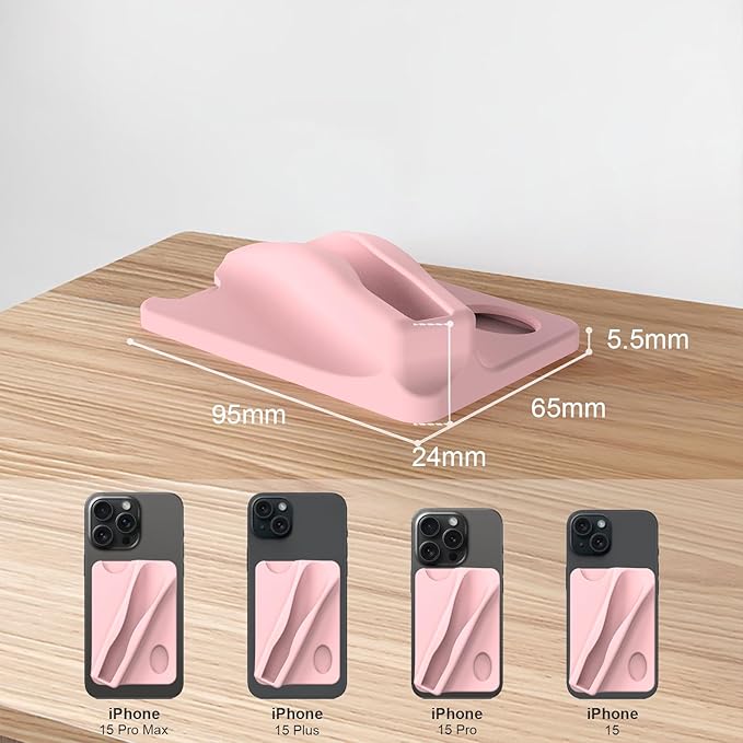 DOB SECHS Large Silicone Lip Holder with Card Holder Compatible with Summer Fridays, Tower 28, Laneige Lipstick Lip Glaze Phone Case Back Stick On Holder for iPhone and Android Smartphones,Pink