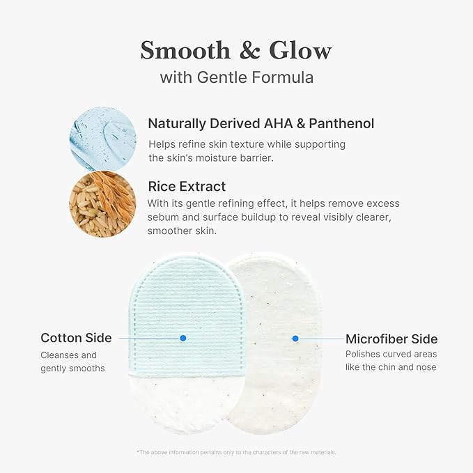 medicube Zero Pore Peel Pads (8ea) | Smoothing Mitt for Face & Body | Rice Extract, Natural AHA & Panthenol | Double-Sided Organic Cotton & Microfiber Pads | Polish for Smooth, Clear Skin