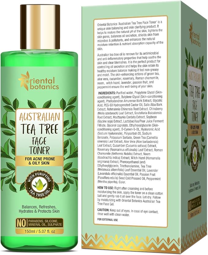 Oriental Botanics Australian Tea Tree Face Toner 150ml | No SLS, Alcohol and Paraben